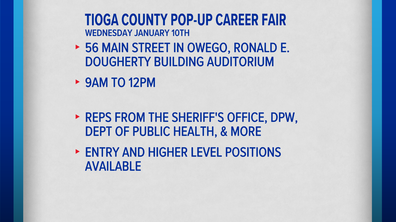 Tioga County hosting popup career fair on January 10th WENY News