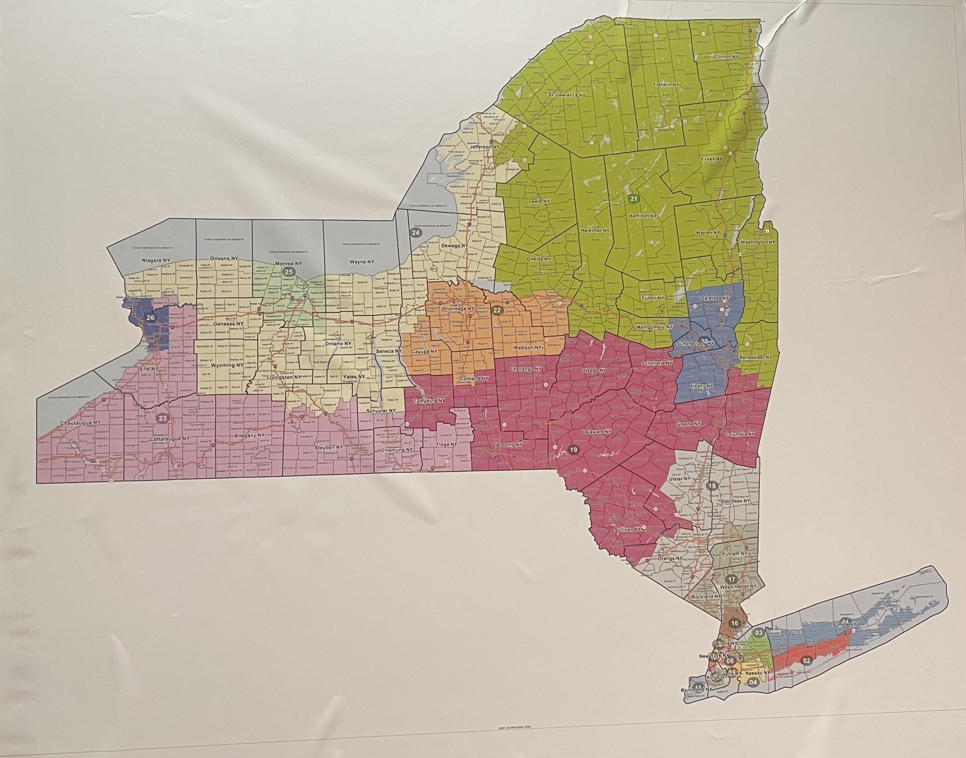 The map pictured was drawn up by the New York State Independent Redistricting Commission.