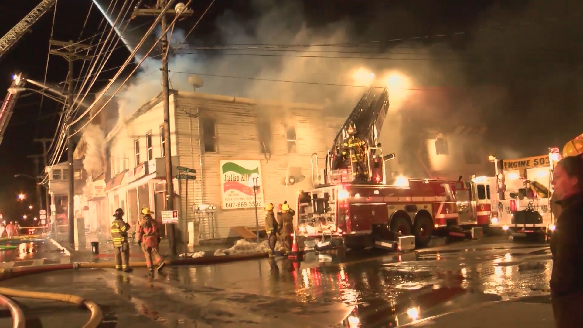 2014 fire in Ovid, New York on Main Street