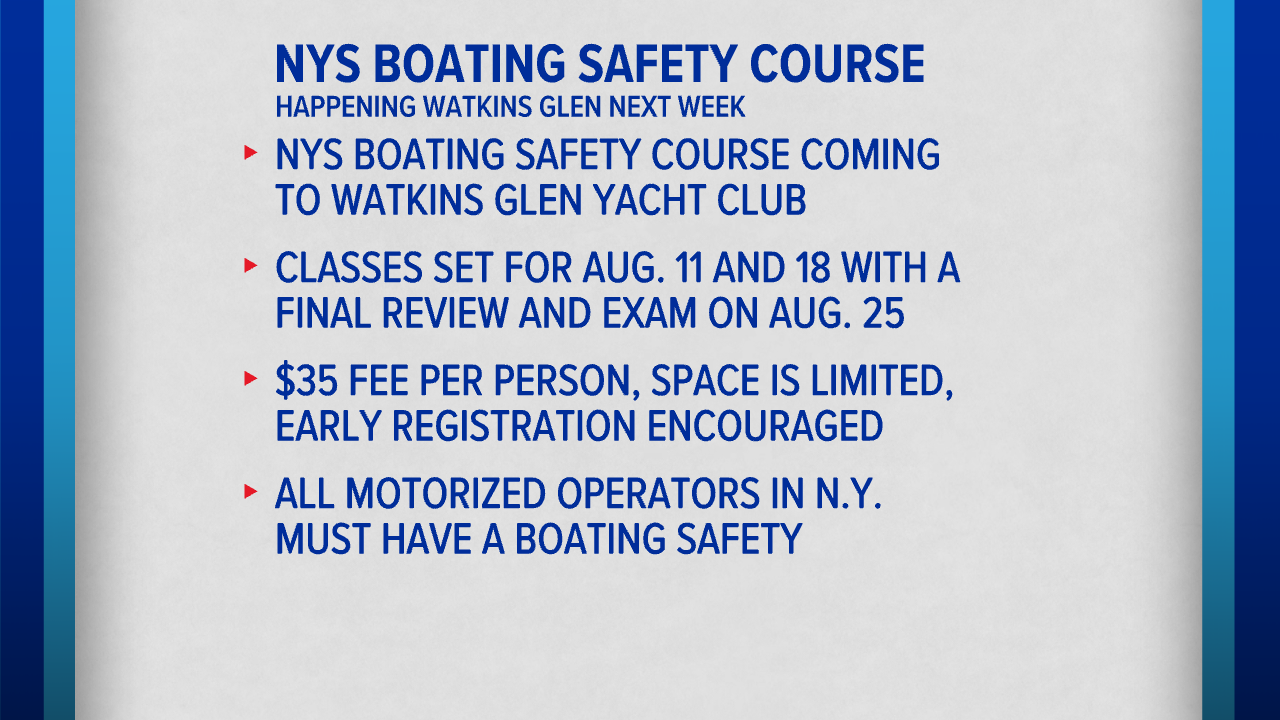 Set Sail With Confidence at Watkins Glen Yacht Club Boating Safety Course